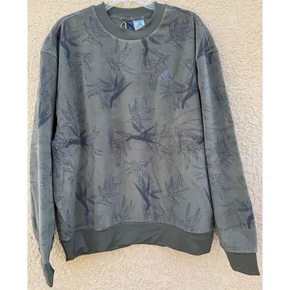 Adidas Oasis Crew Sweatshirt Olive Green Medium NWT - Picture 3 of 12